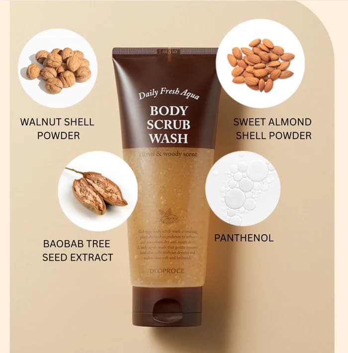 DEOPROCE Body Scrub Wash Citrus & Woody Scent - 200ml alternate